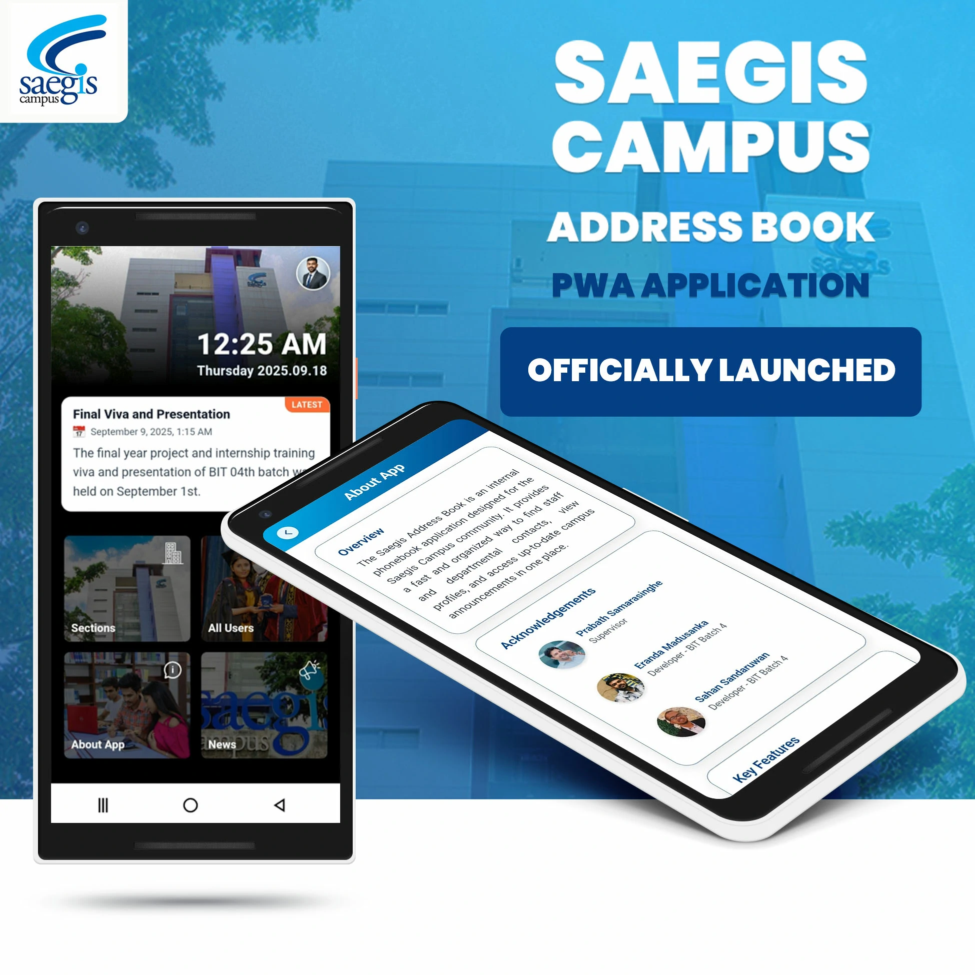 Saegis Campus phone book system web application developed by Sahan Sandaruwan