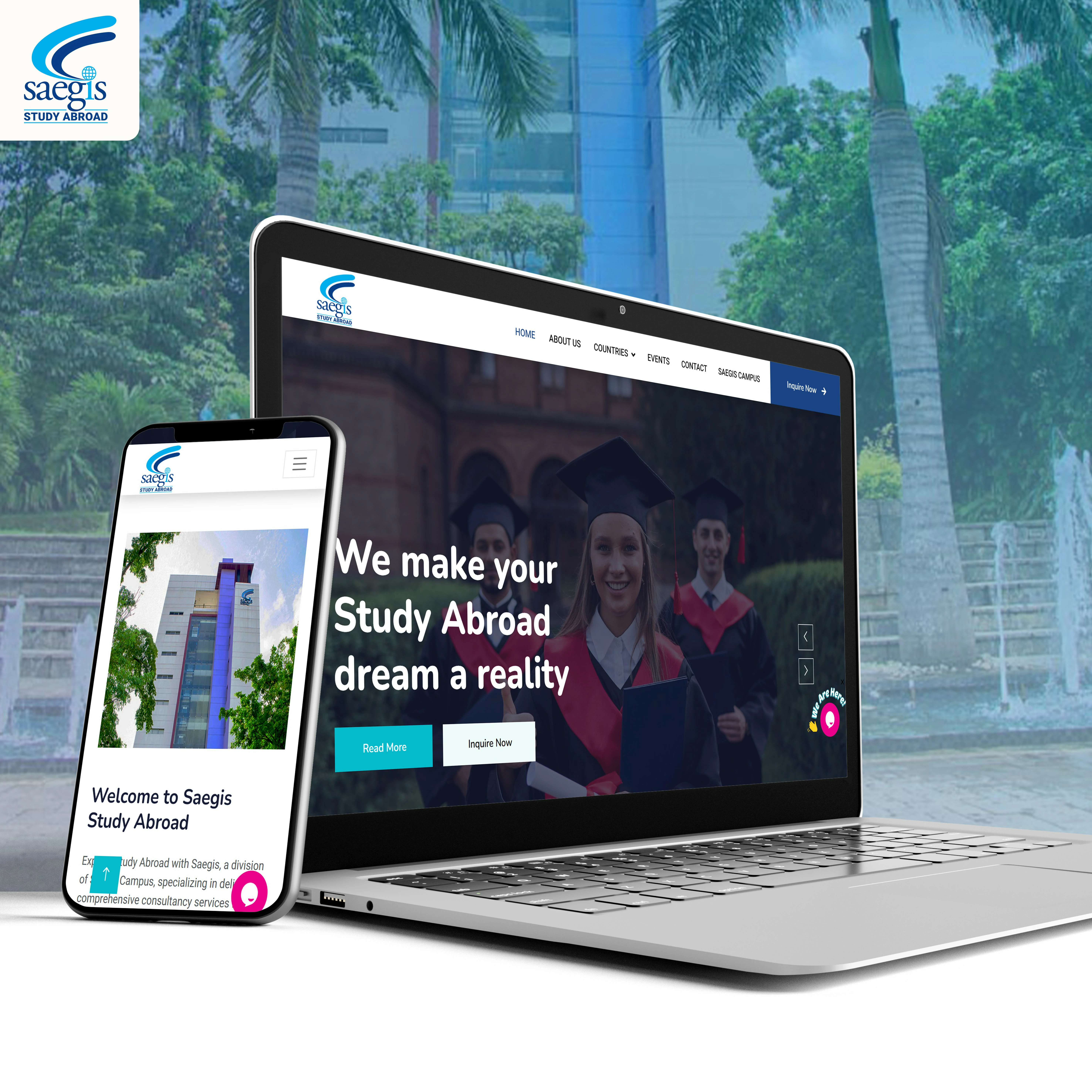 Saegis Study Abroad website developed by Sahan Sandaruwan